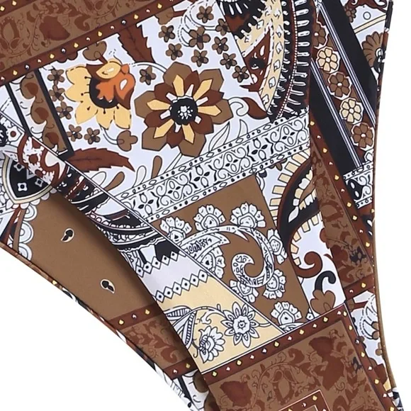 ZAFUL Women 2 Piece Swimsuit Spaghetti Strap Brazilian Bikini Lace Up High Cut - Picture 6 of 9